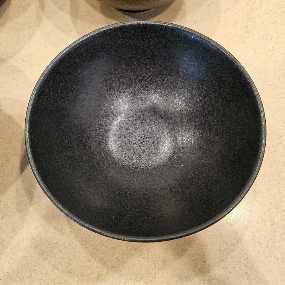 4 MODERN WILLIAMS SONOMA APILCO BLACK REGLISSE FRANCE PORCELAIN SOUP BOWL DISH